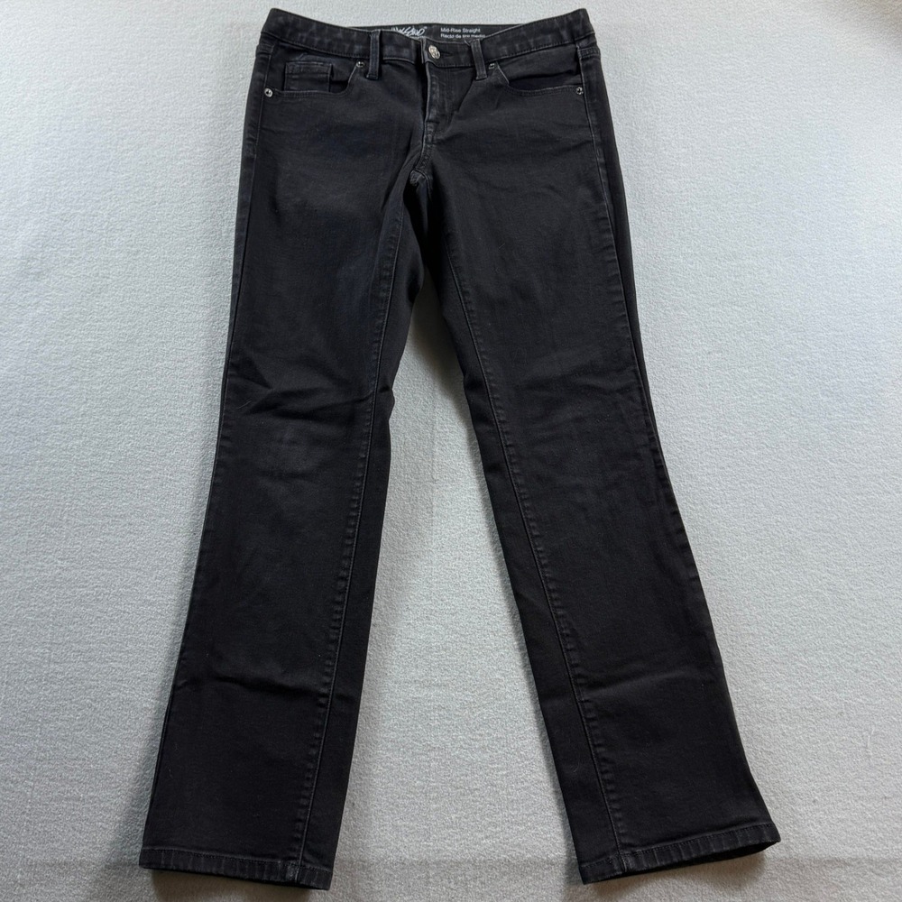 Mossimo Straight Jeans Women 6/28S Black Mid-Rise Super Stretch 30x28